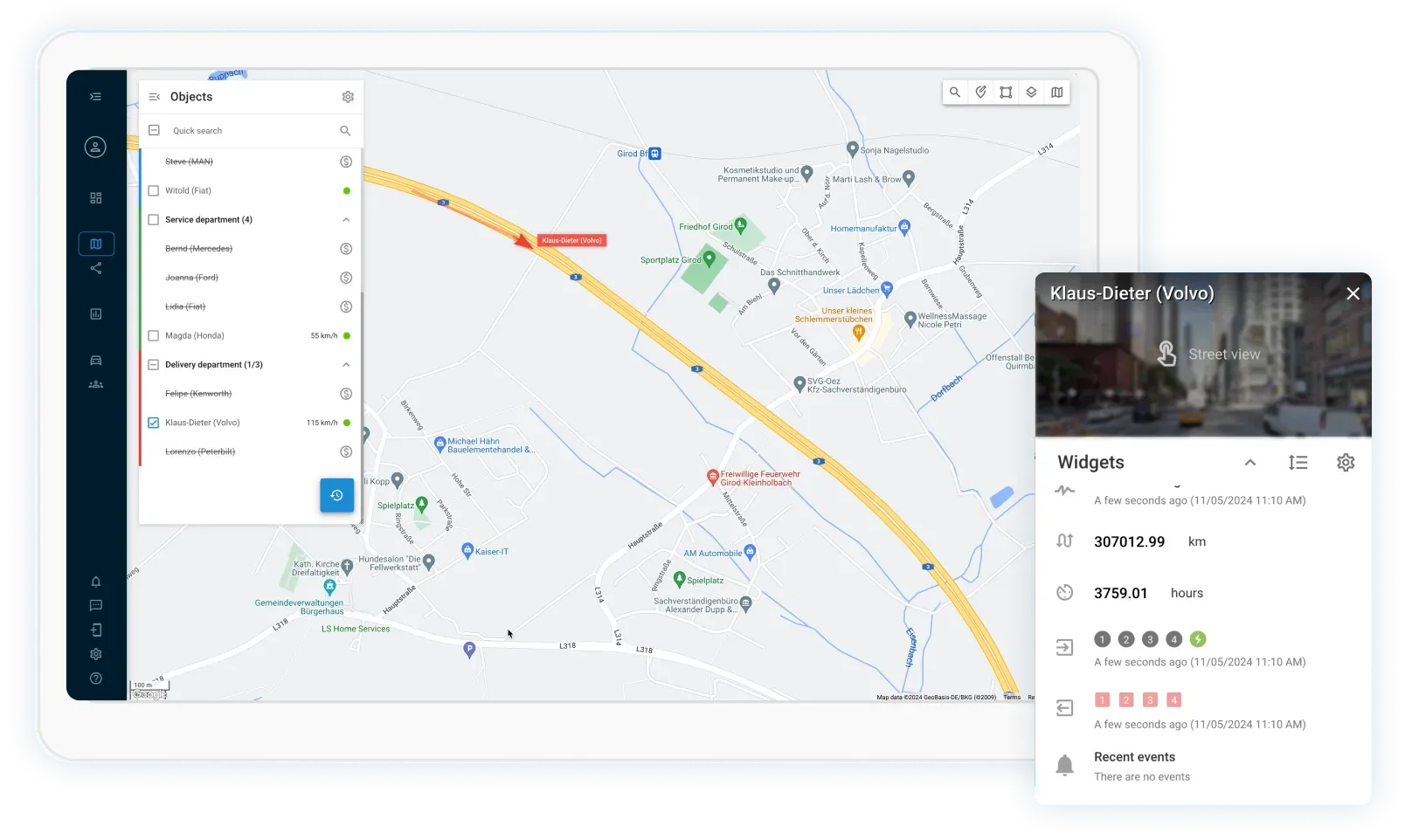 TrackFleet location tracking map and fleet dashboard